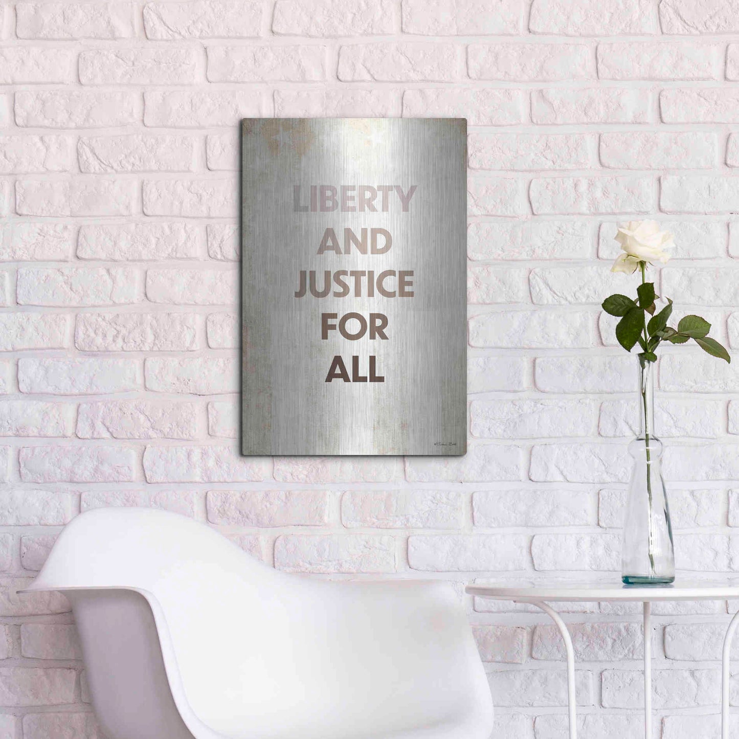 Luxe Metal Art 'Liberty and Justice For All' by Susan Ball, Metal Wall Art,16x24