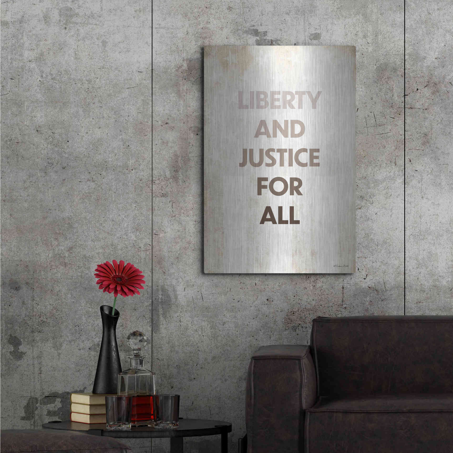 Luxe Metal Art 'Liberty and Justice For All' by Susan Ball, Metal Wall Art,24x36