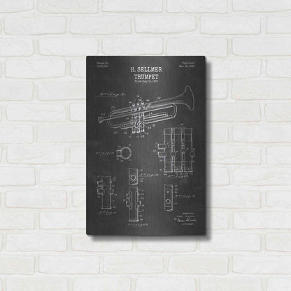 Luxe Metal Art 'Trumpet Blueprint Patent Chalkboard' Metal Wall Art,16x24