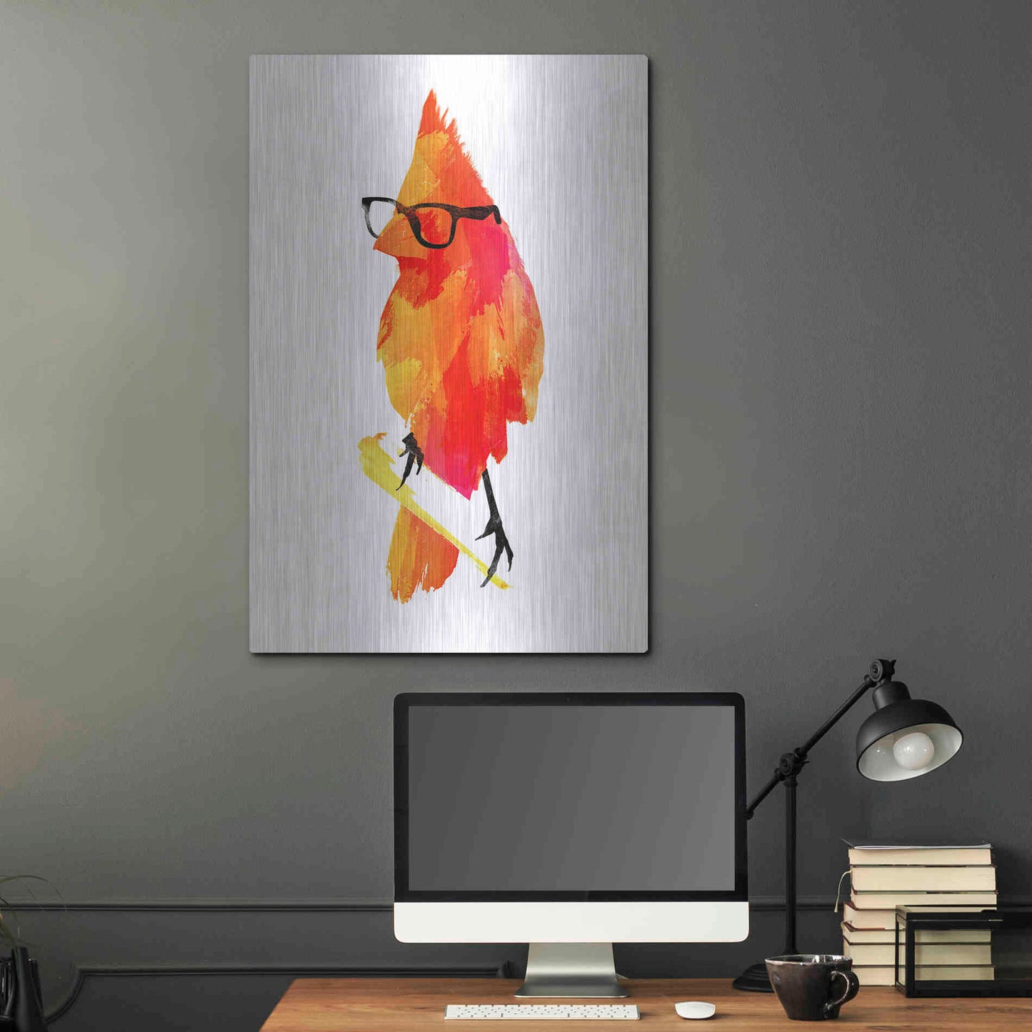 Luxe Metal Art 'Punk Bird' by Robert Farkas, Metal Wall Art,24x36