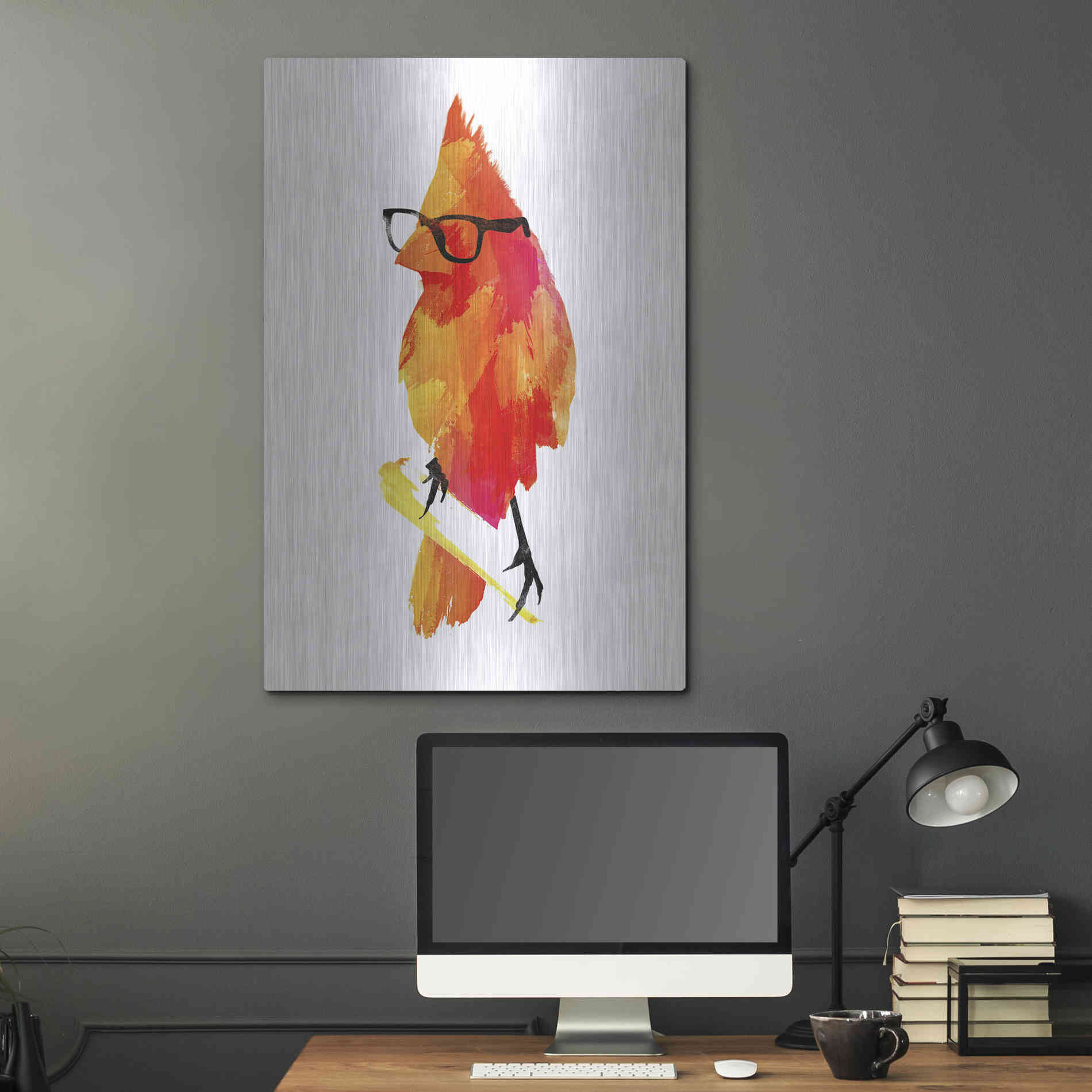 Luxe Metal Art 'Punk Bird' by Robert Farkas, Metal Wall Art,24x36