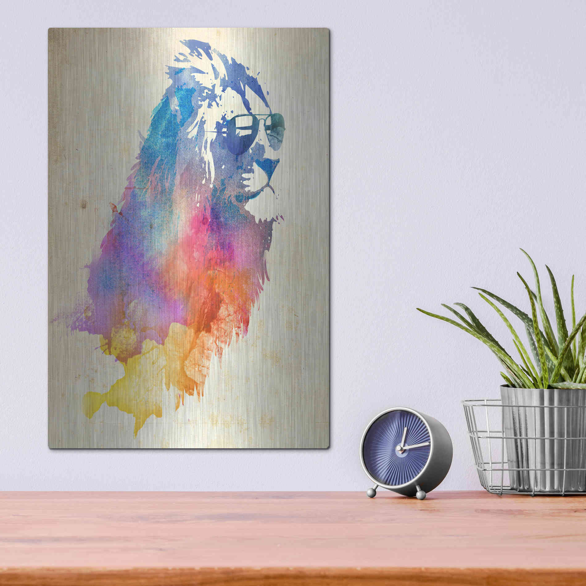 Luxe Metal Art 'Sunny Leo' by Robert Farkas, Metal Wall Art,12x16