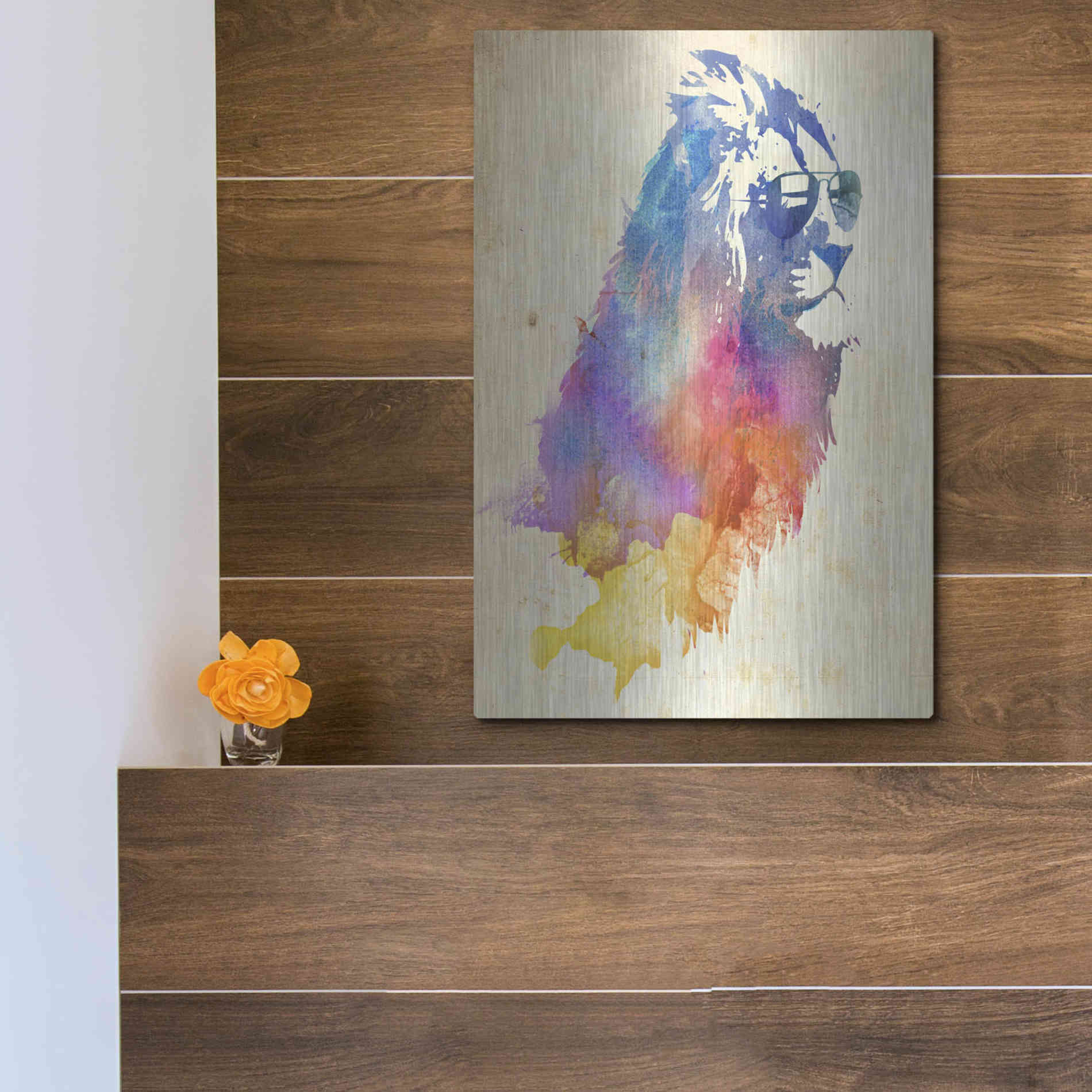 Luxe Metal Art 'Sunny Leo' by Robert Farkas, Metal Wall Art,12x16