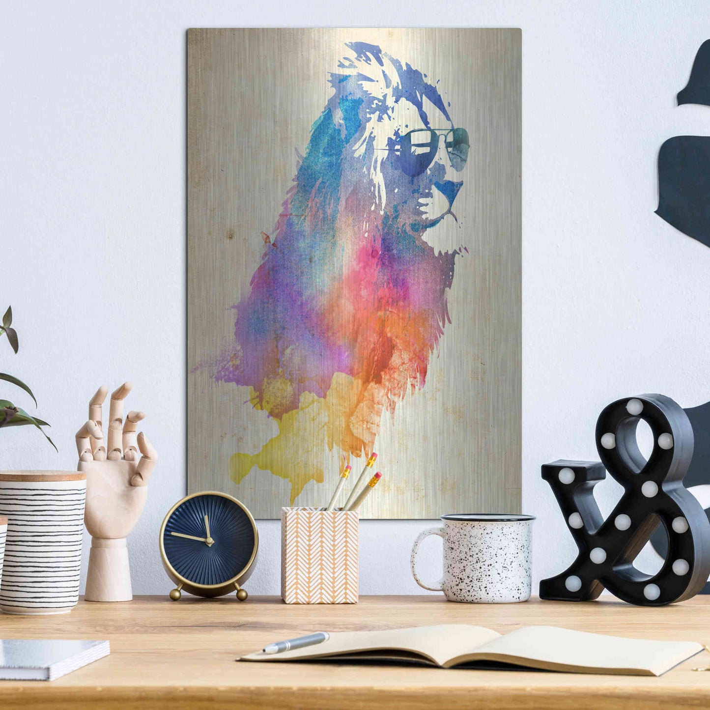 Luxe Metal Art 'Sunny Leo' by Robert Farkas, Metal Wall Art,12x16
