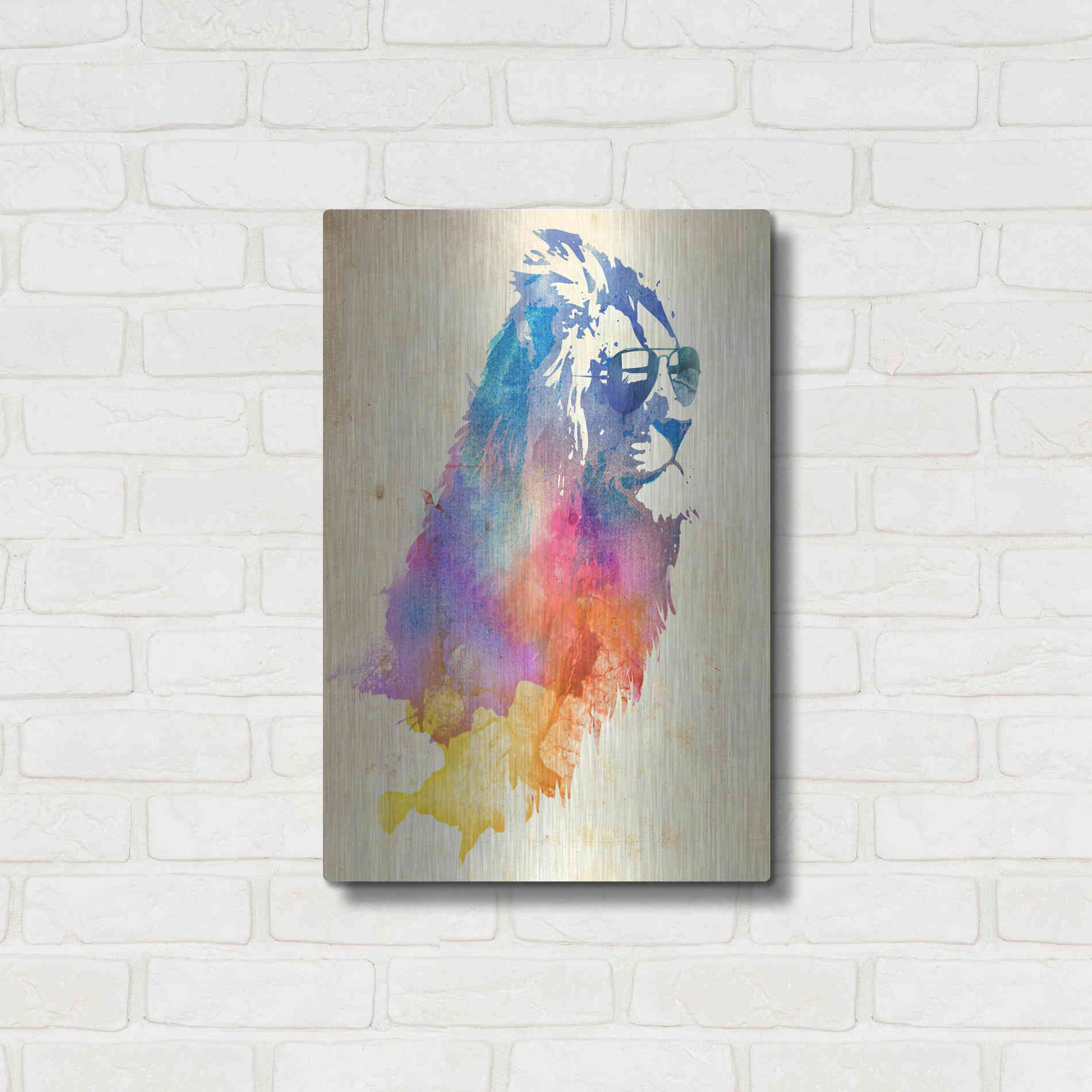 Luxe Metal Art 'Sunny Leo' by Robert Farkas, Metal Wall Art,16x24