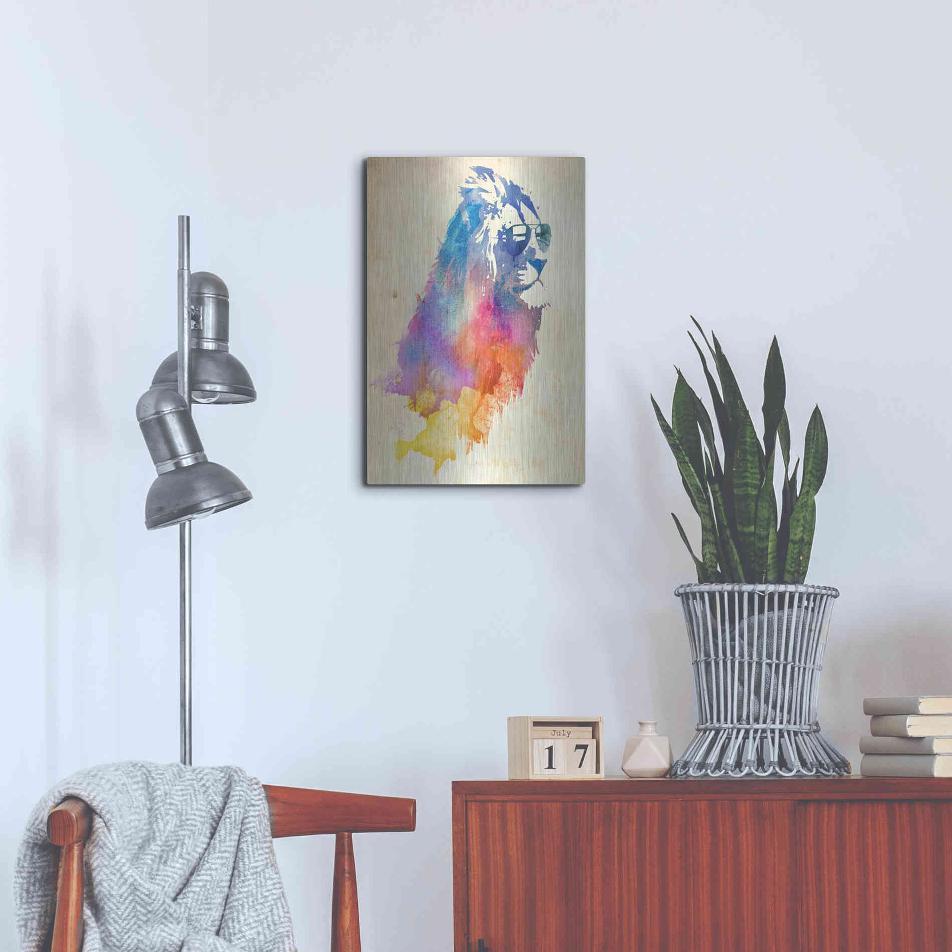 Luxe Metal Art 'Sunny Leo' by Robert Farkas, Metal Wall Art,16x24