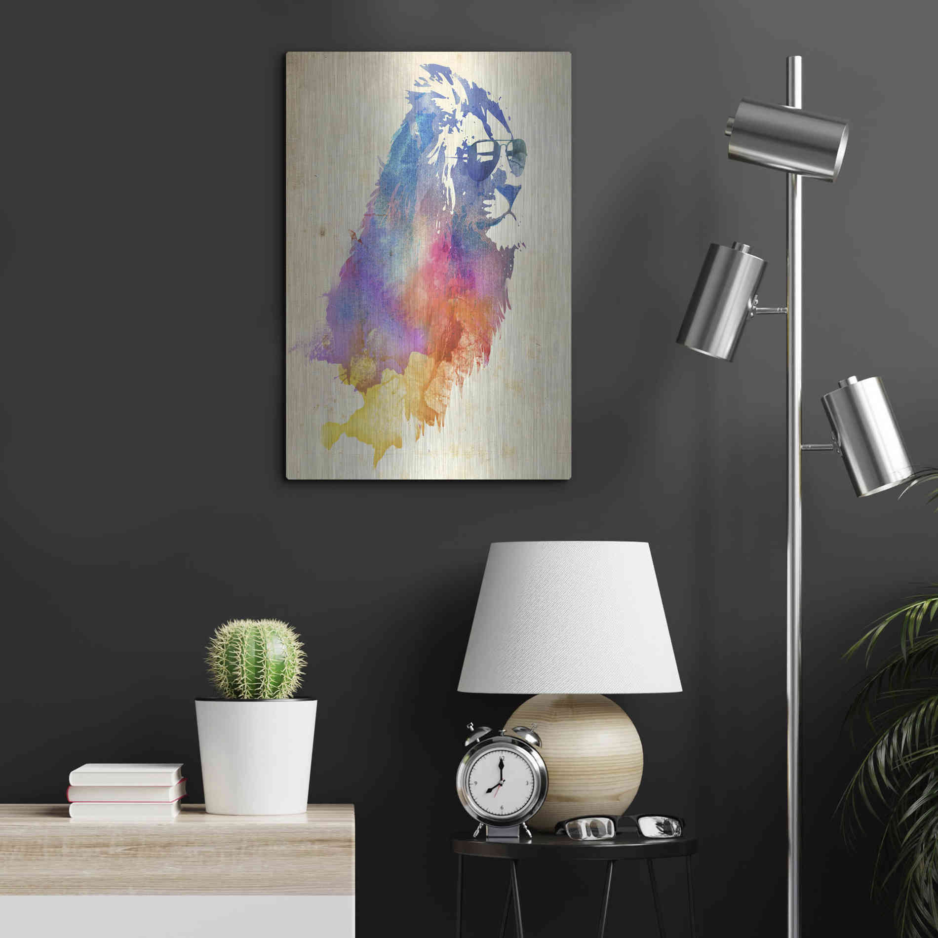 Luxe Metal Art 'Sunny Leo' by Robert Farkas, Metal Wall Art,16x24