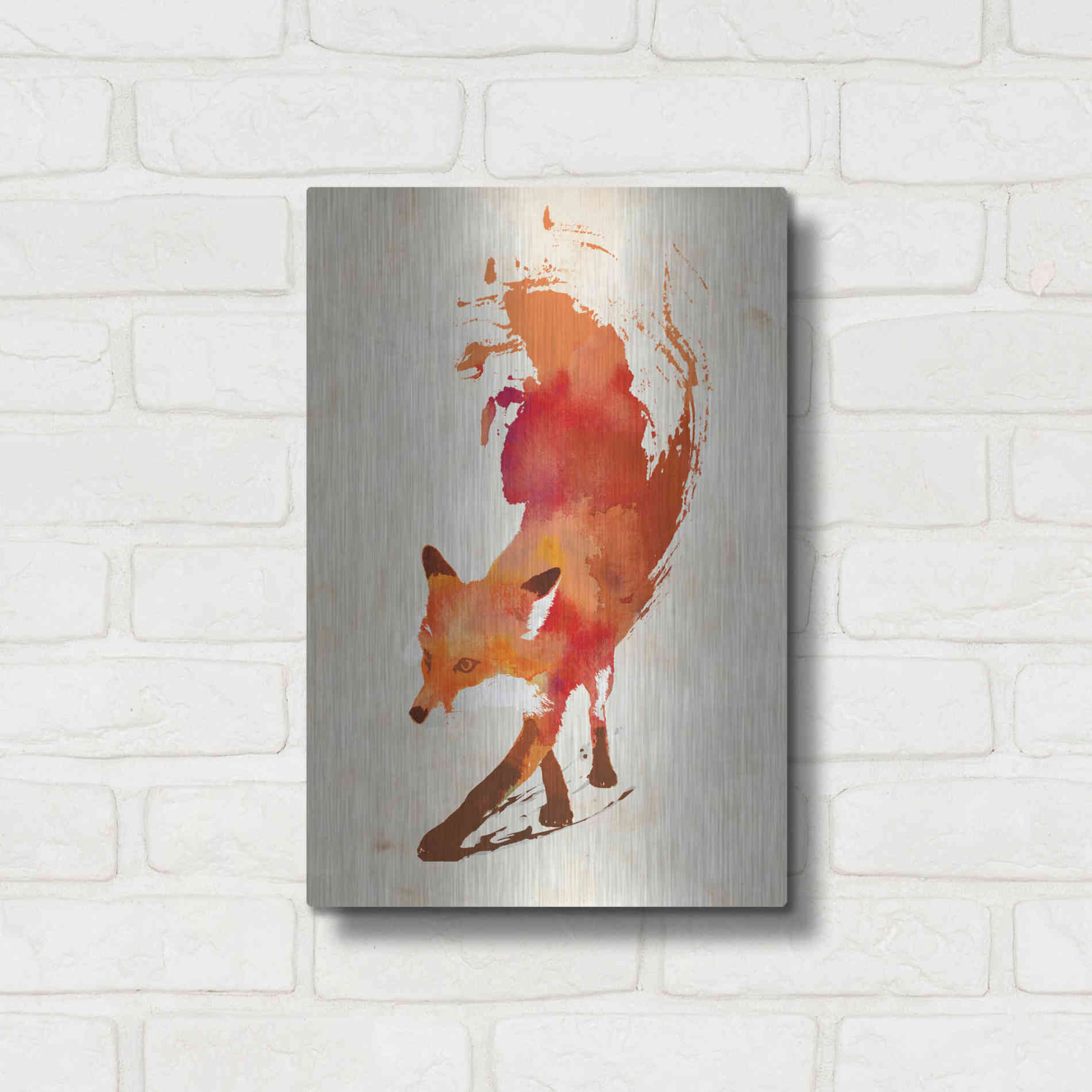 Luxe Metal Art 'Vulpes Vulpes' by Robert Farkas, Metal Wall Art,12x16
