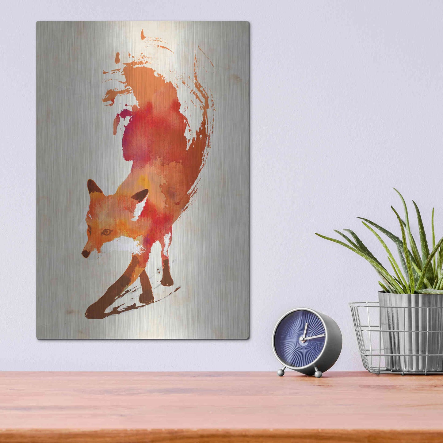 Luxe Metal Art 'Vulpes Vulpes' by Robert Farkas, Metal Wall Art,12x16