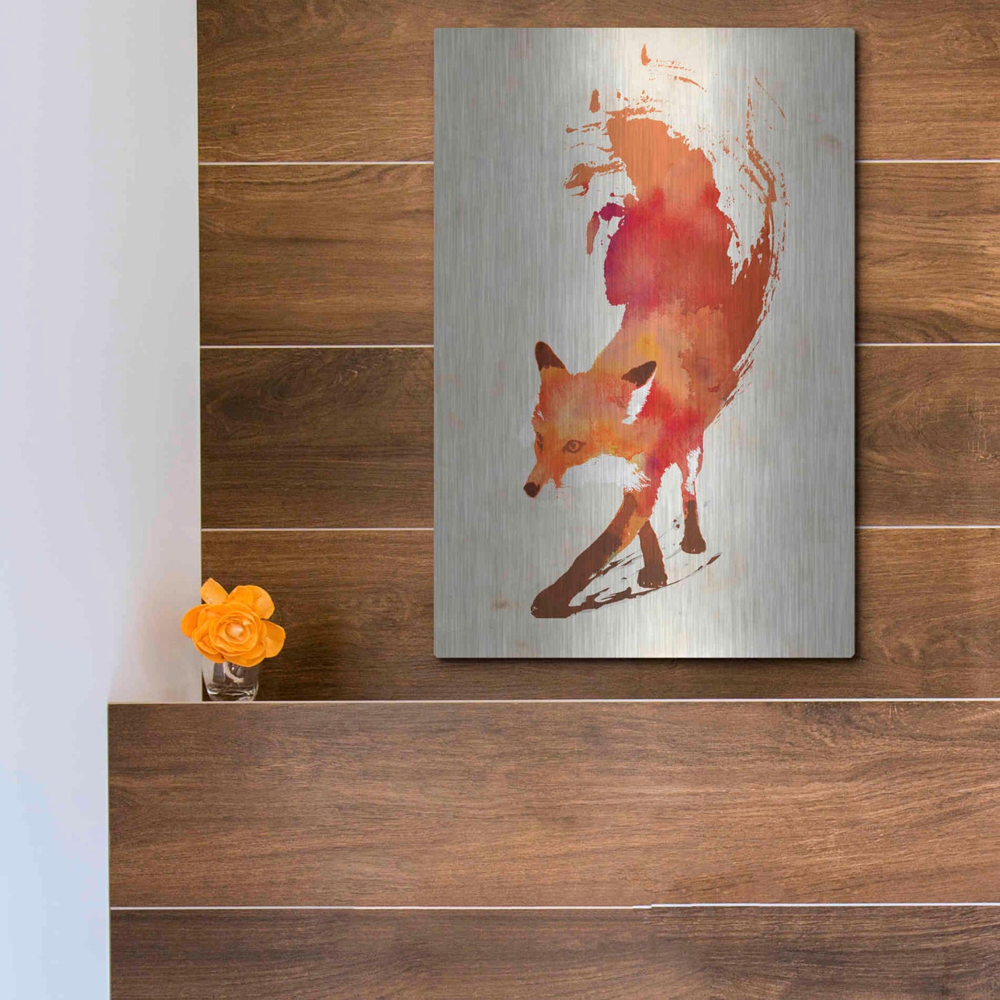 Luxe Metal Art 'Vulpes Vulpes' by Robert Farkas, Metal Wall Art,12x16