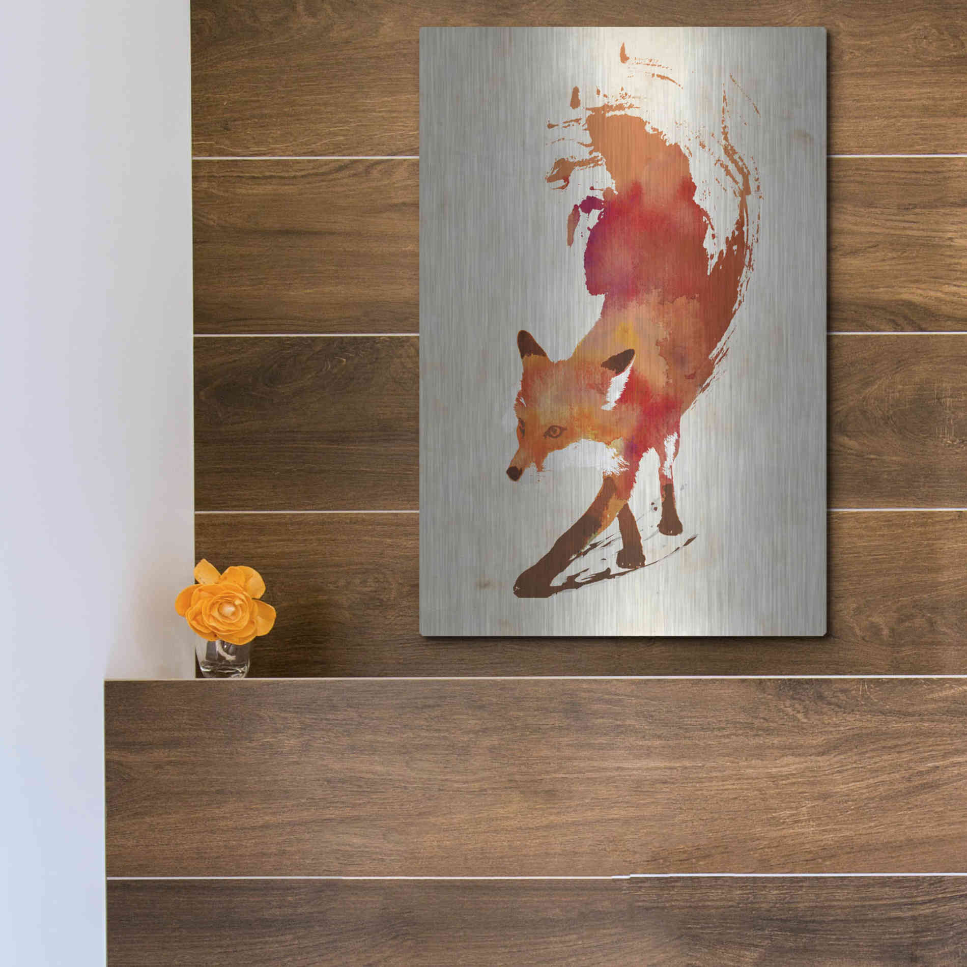 Luxe Metal Art 'Vulpes Vulpes' by Robert Farkas, Metal Wall Art,12x16