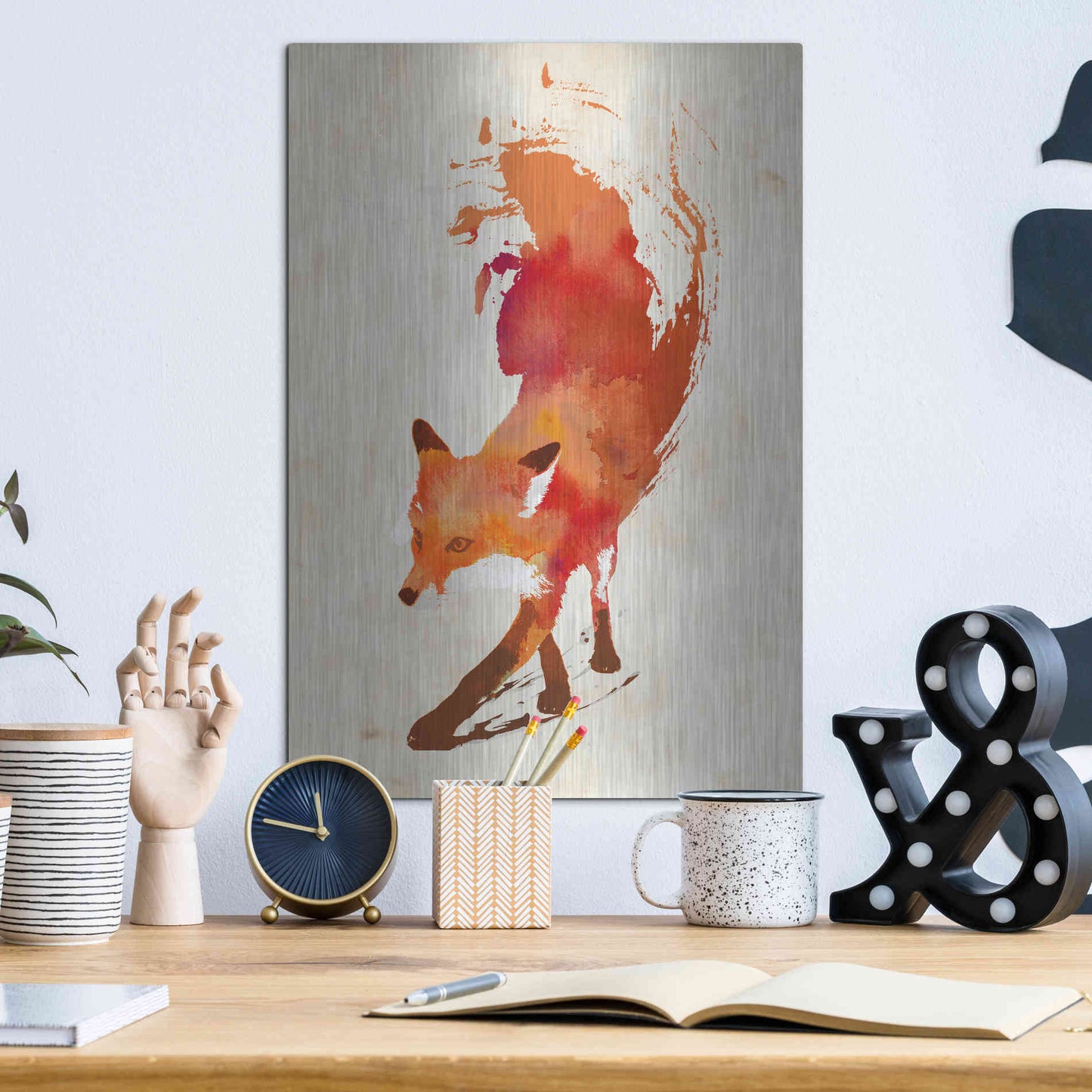 Luxe Metal Art 'Vulpes Vulpes' by Robert Farkas, Metal Wall Art,12x16