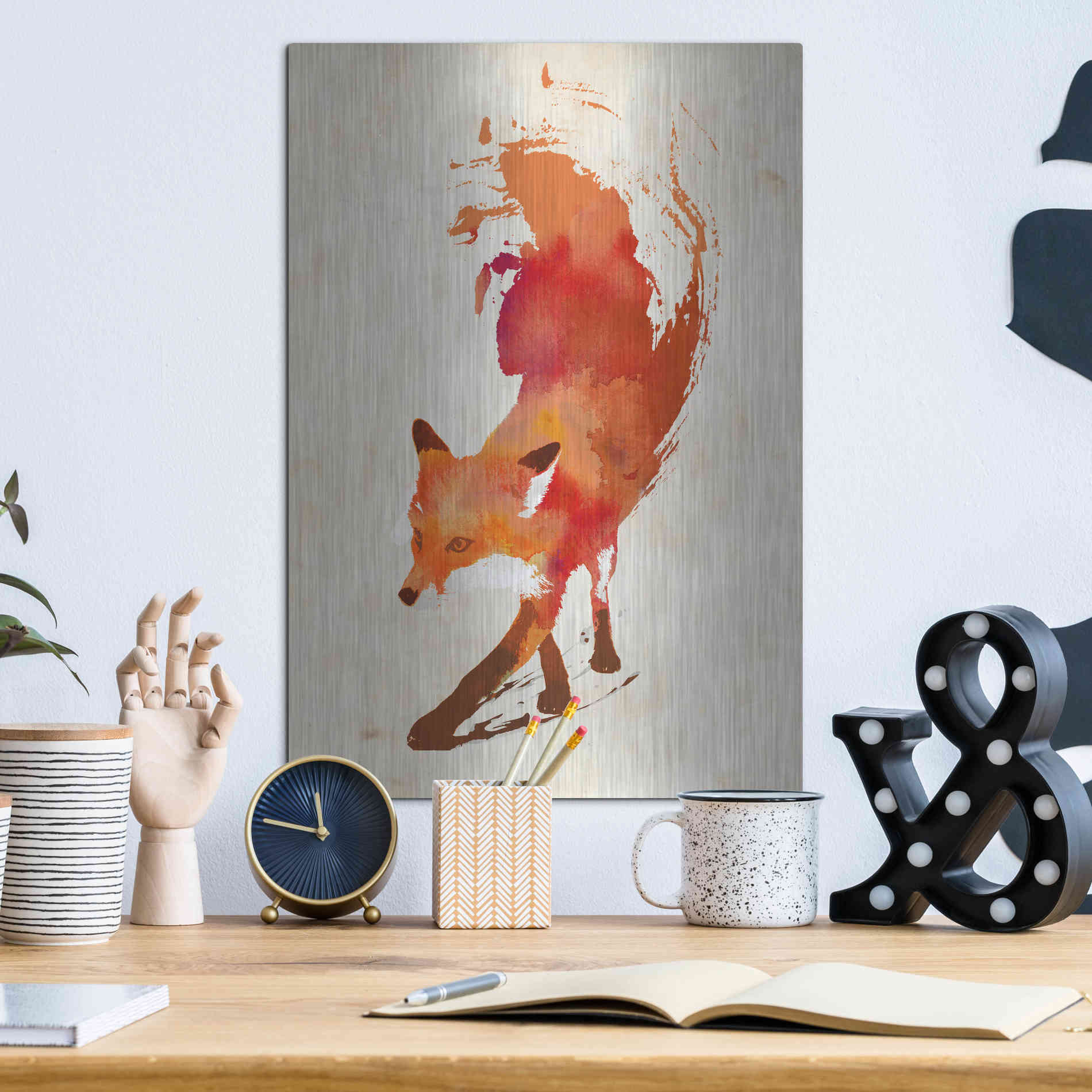Luxe Metal Art 'Vulpes Vulpes' by Robert Farkas, Metal Wall Art,12x16