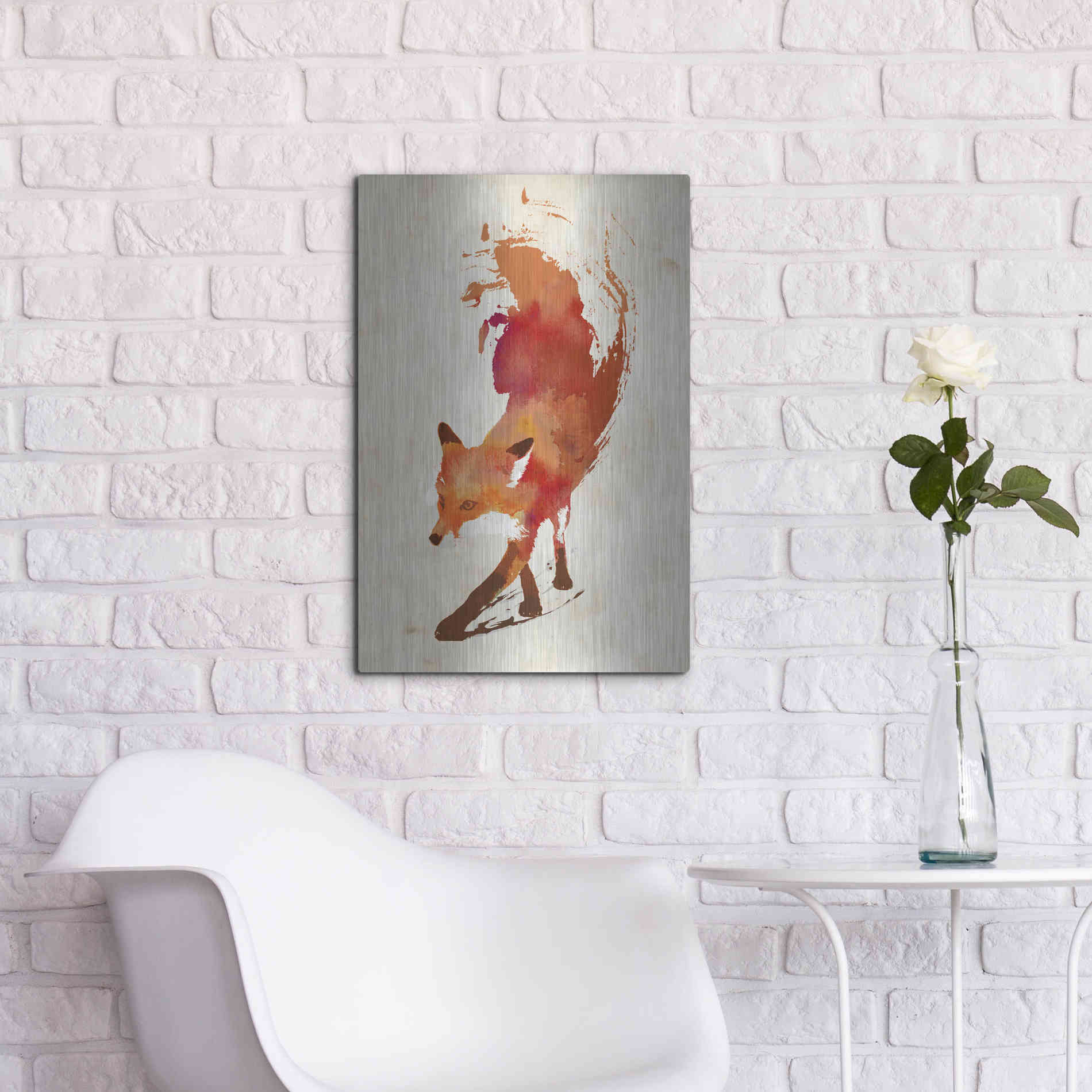 Luxe Metal Art 'Vulpes Vulpes' by Robert Farkas, Metal Wall Art,16x24