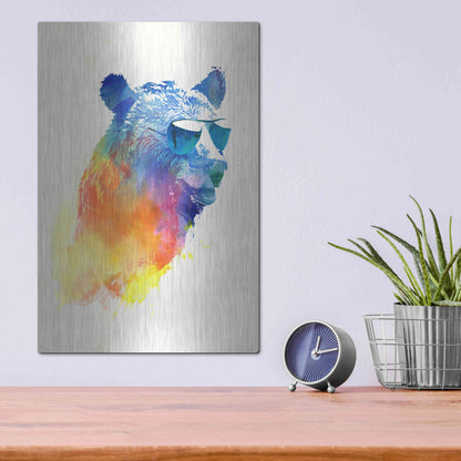 Luxe Metal Art 'Sunny Bear' by Robert Farkas, Metal Wall Art,12x16