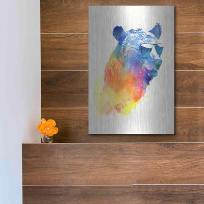 Luxe Metal Art 'Sunny Bear' by Robert Farkas, Metal Wall Art,12x16