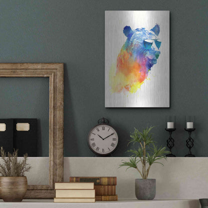 Luxe Metal Art 'Sunny Bear' by Robert Farkas, Metal Wall Art,12x16