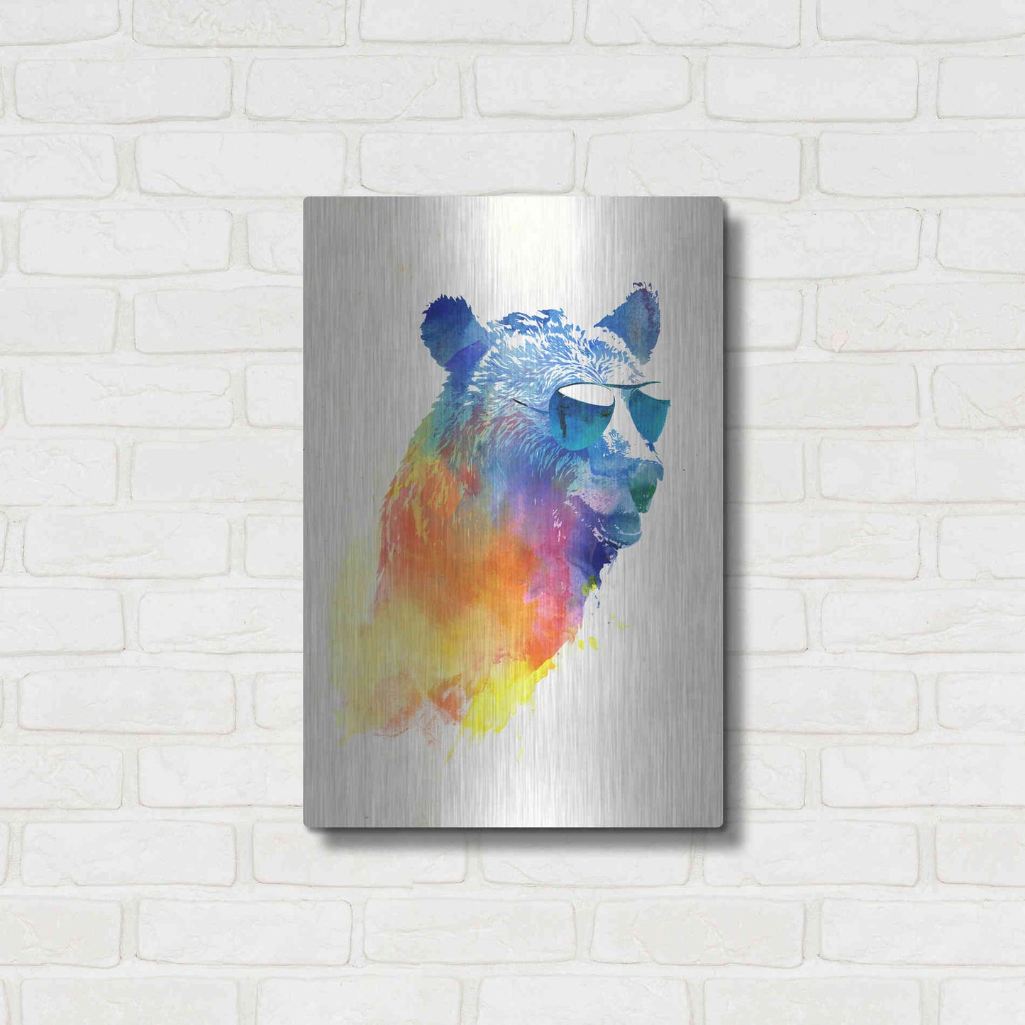 Luxe Metal Art 'Sunny Bear' by Robert Farkas, Metal Wall Art,16x24