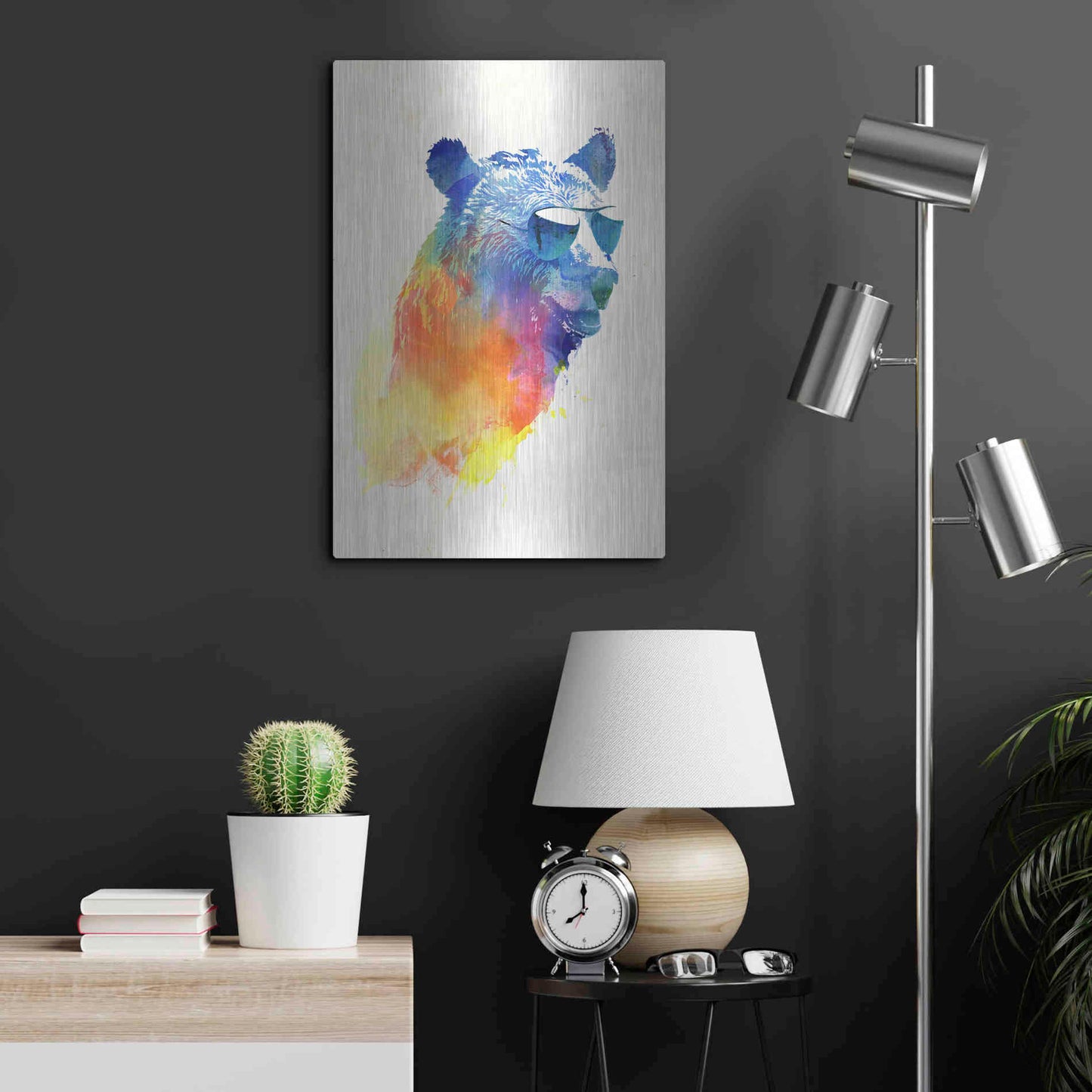 Luxe Metal Art 'Sunny Bear' by Robert Farkas, Metal Wall Art,16x24