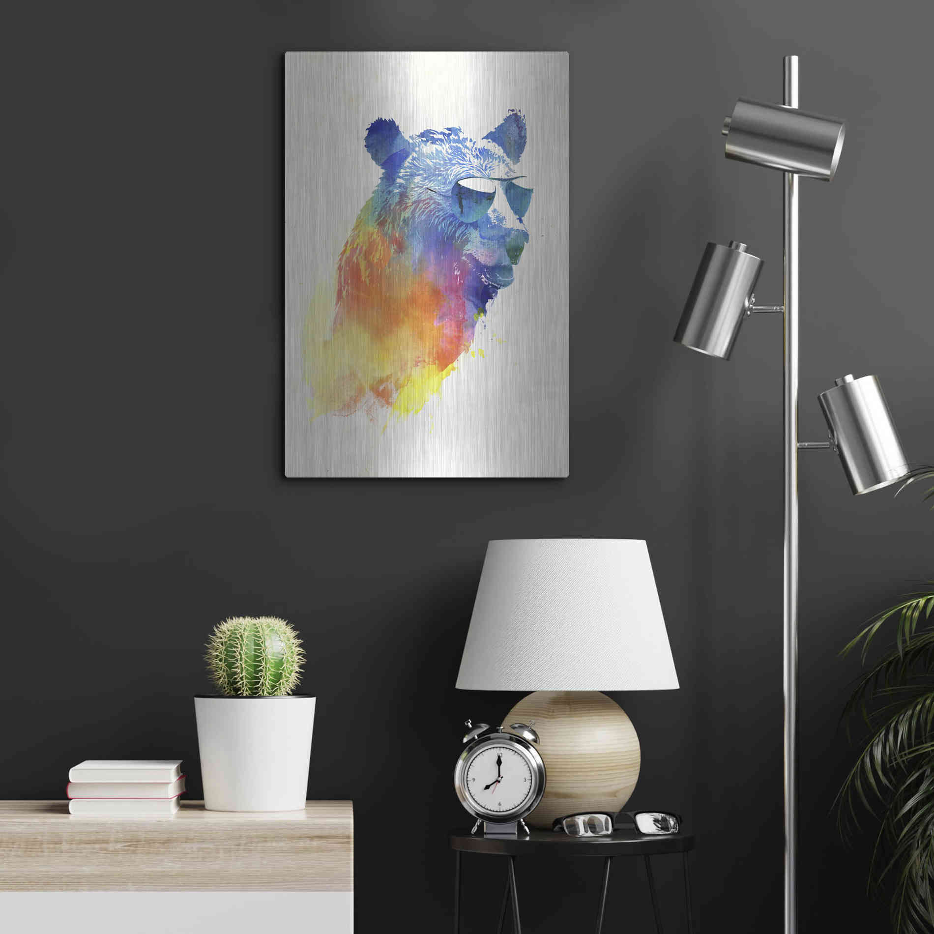 Luxe Metal Art 'Sunny Bear' by Robert Farkas, Metal Wall Art,16x24