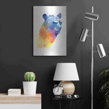 Luxe Metal Art 'Sunny Bear' by Robert Farkas, Metal Wall Art,16x24