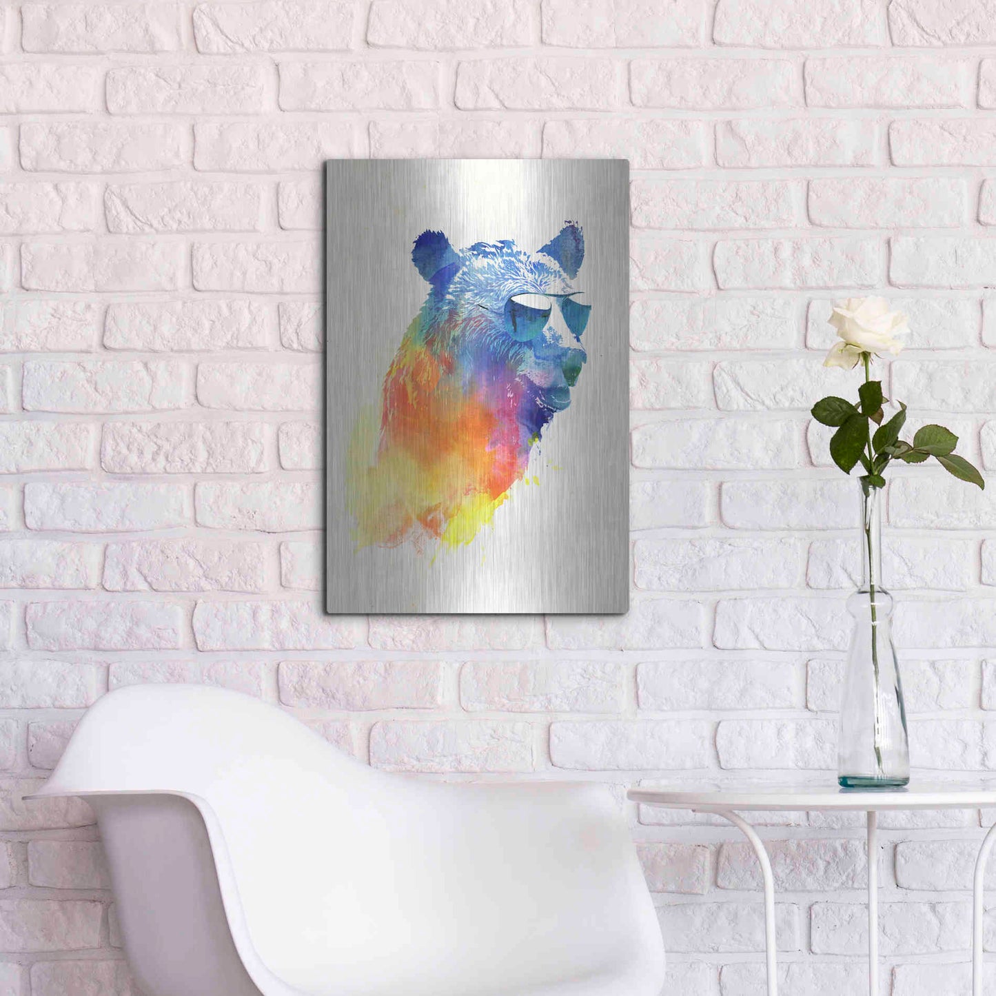 Luxe Metal Art 'Sunny Bear' by Robert Farkas, Metal Wall Art,16x24