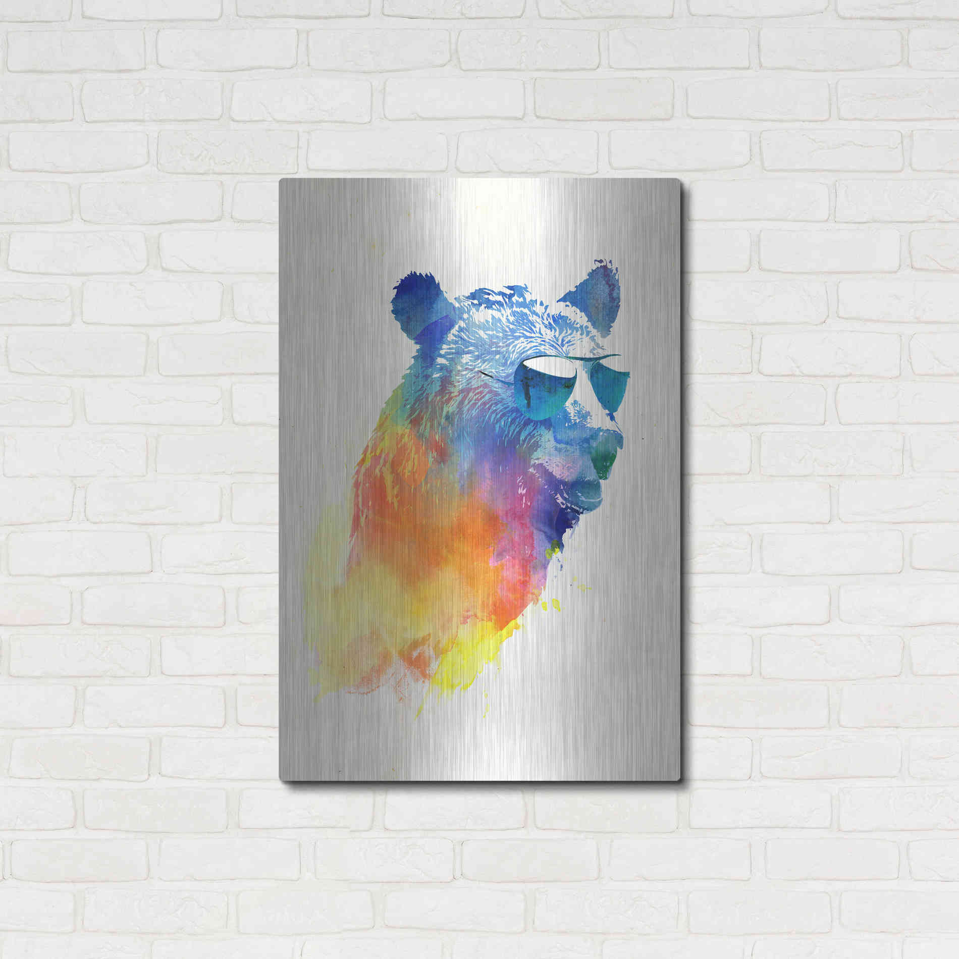 Luxe Metal Art 'Sunny Bear' by Robert Farkas, Metal Wall Art,24x36