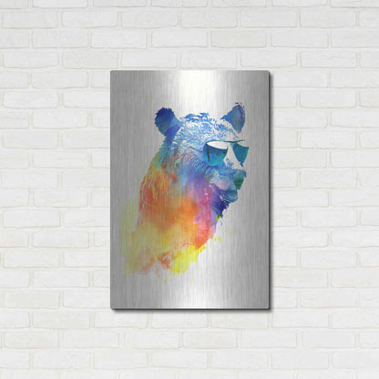 Luxe Metal Art 'Sunny Bear' by Robert Farkas, Metal Wall Art,24x36