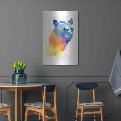 Luxe Metal Art 'Sunny Bear' by Robert Farkas, Metal Wall Art,24x36