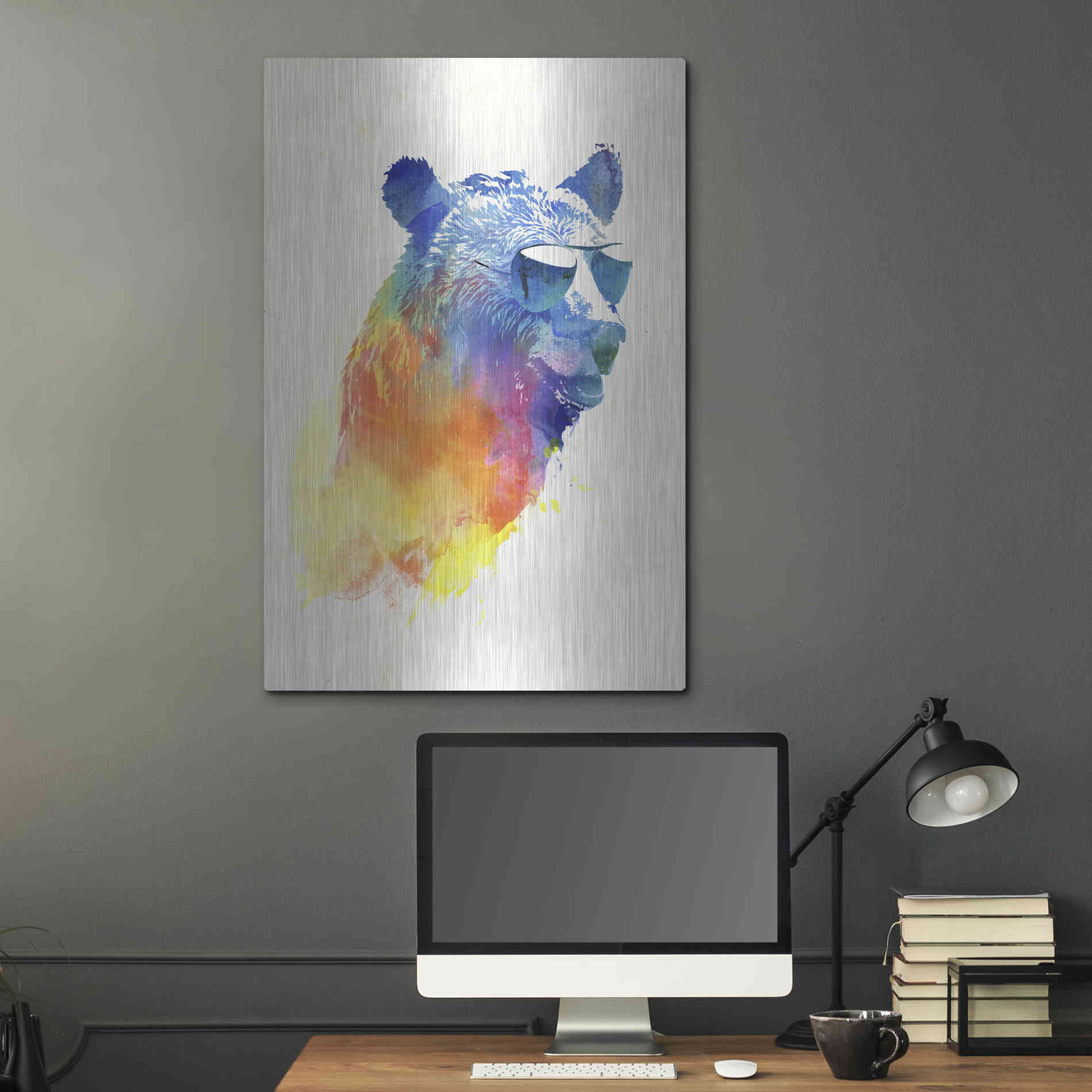 Luxe Metal Art 'Sunny Bear' by Robert Farkas, Metal Wall Art,24x36