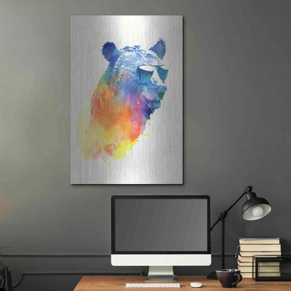 Luxe Metal Art 'Sunny Bear' by Robert Farkas, Metal Wall Art,24x36