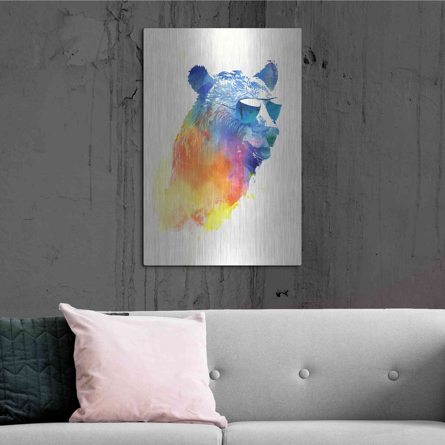 Luxe Metal Art 'Sunny Bear' by Robert Farkas, Metal Wall Art,24x36