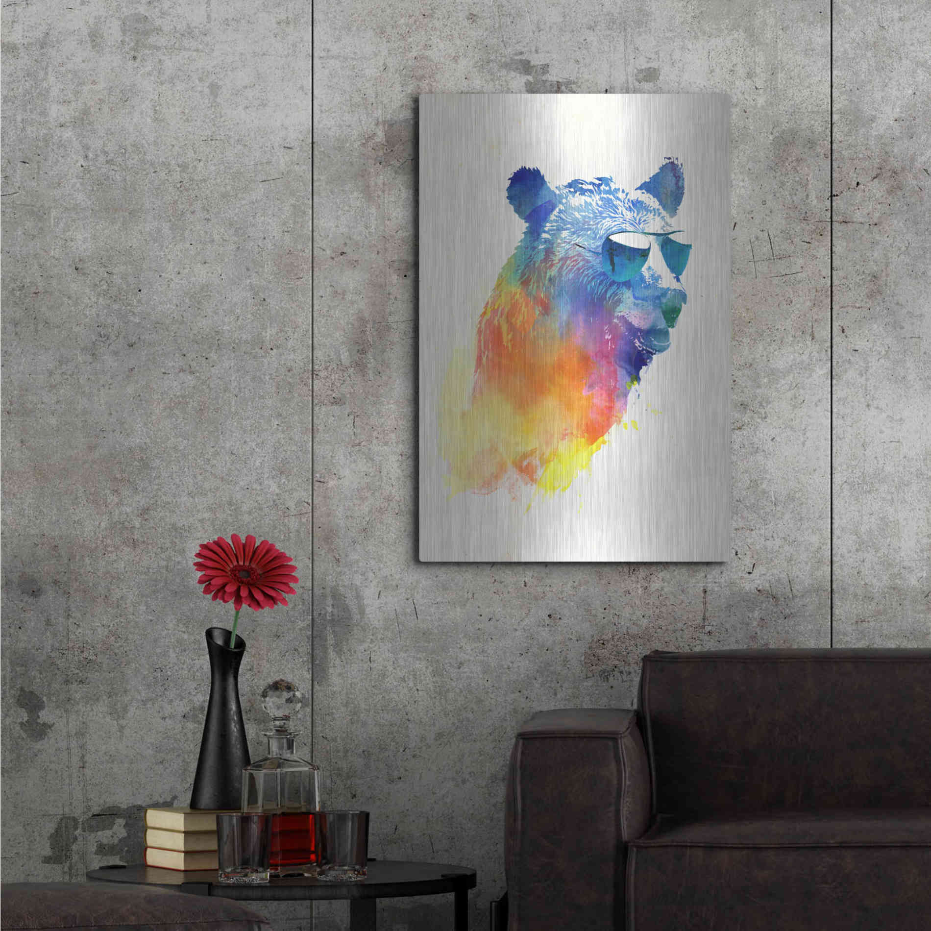 Luxe Metal Art 'Sunny Bear' by Robert Farkas, Metal Wall Art,24x36