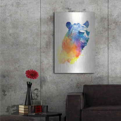 Luxe Metal Art 'Sunny Bear' by Robert Farkas, Metal Wall Art,24x36