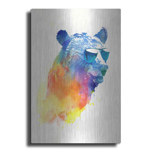 Luxe Metal Art 'Sunny Bear' by Robert Farkas, Metal Wall Art