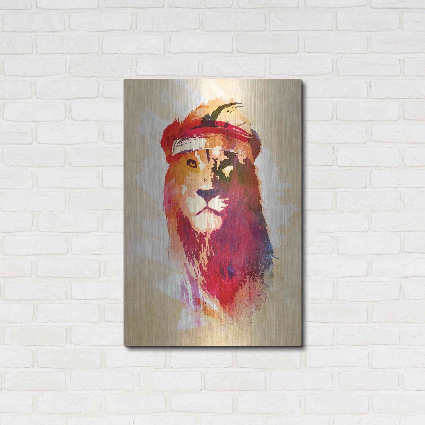 Luxe Metal Art 'Gym Lion' by Robert Farkas, Metal Wall Art,24x36