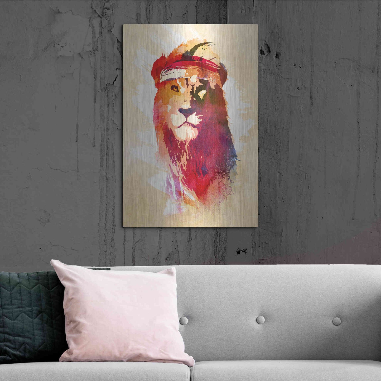 Luxe Metal Art 'Gym Lion' by Robert Farkas, Metal Wall Art,24x36