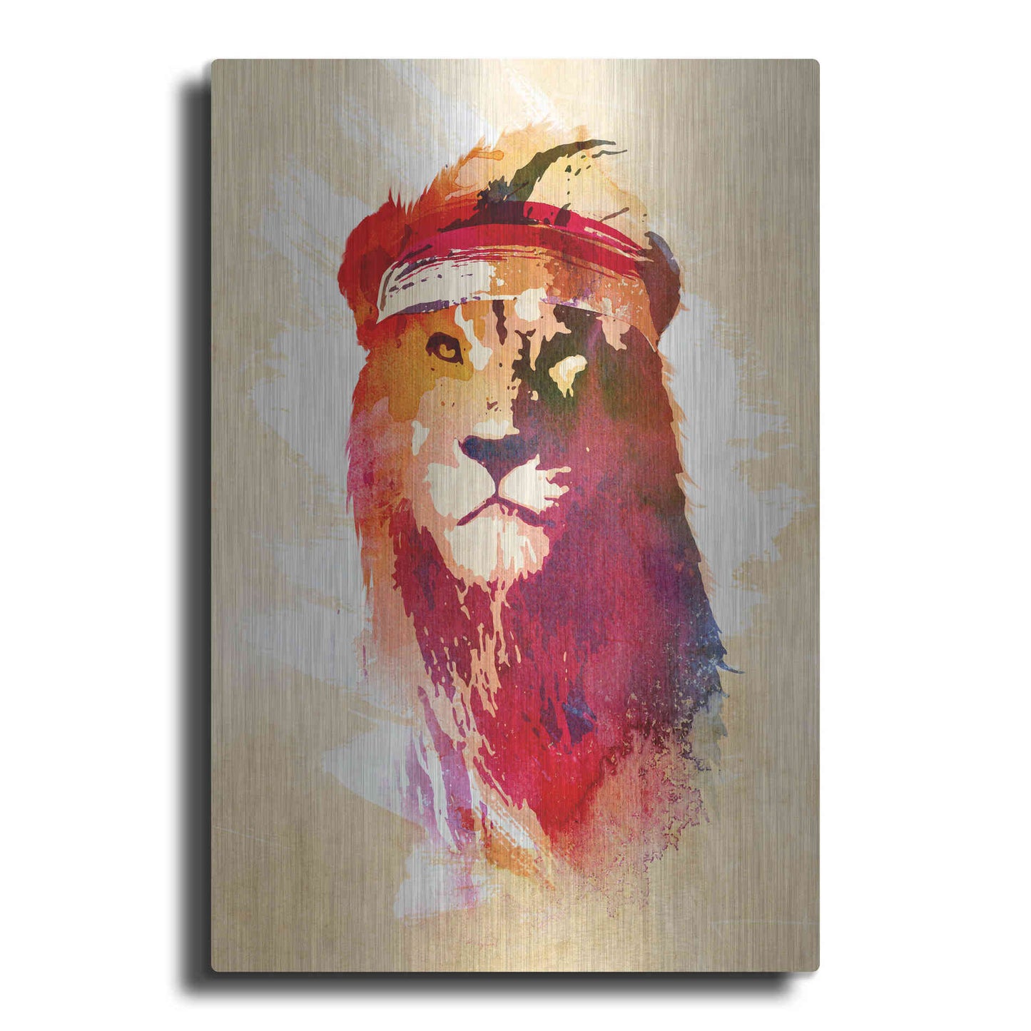 Luxe Metal Art 'Gym Lion' by Robert Farkas, Metal Wall Art