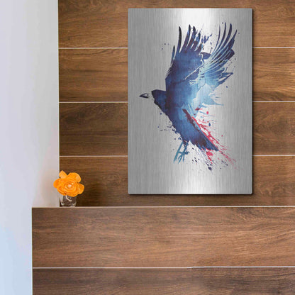 Luxe Metal Art 'Bloody Crow' by Robert Farkas, Metal Wall Art,12x16