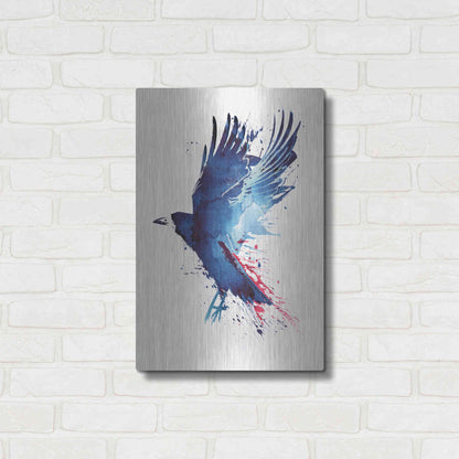 Luxe Metal Art 'Bloody Crow' by Robert Farkas, Metal Wall Art,16x24