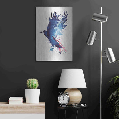 Luxe Metal Art 'Bloody Crow' by Robert Farkas, Metal Wall Art,16x24