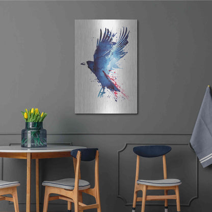 Luxe Metal Art 'Bloody Crow' by Robert Farkas, Metal Wall Art,24x36