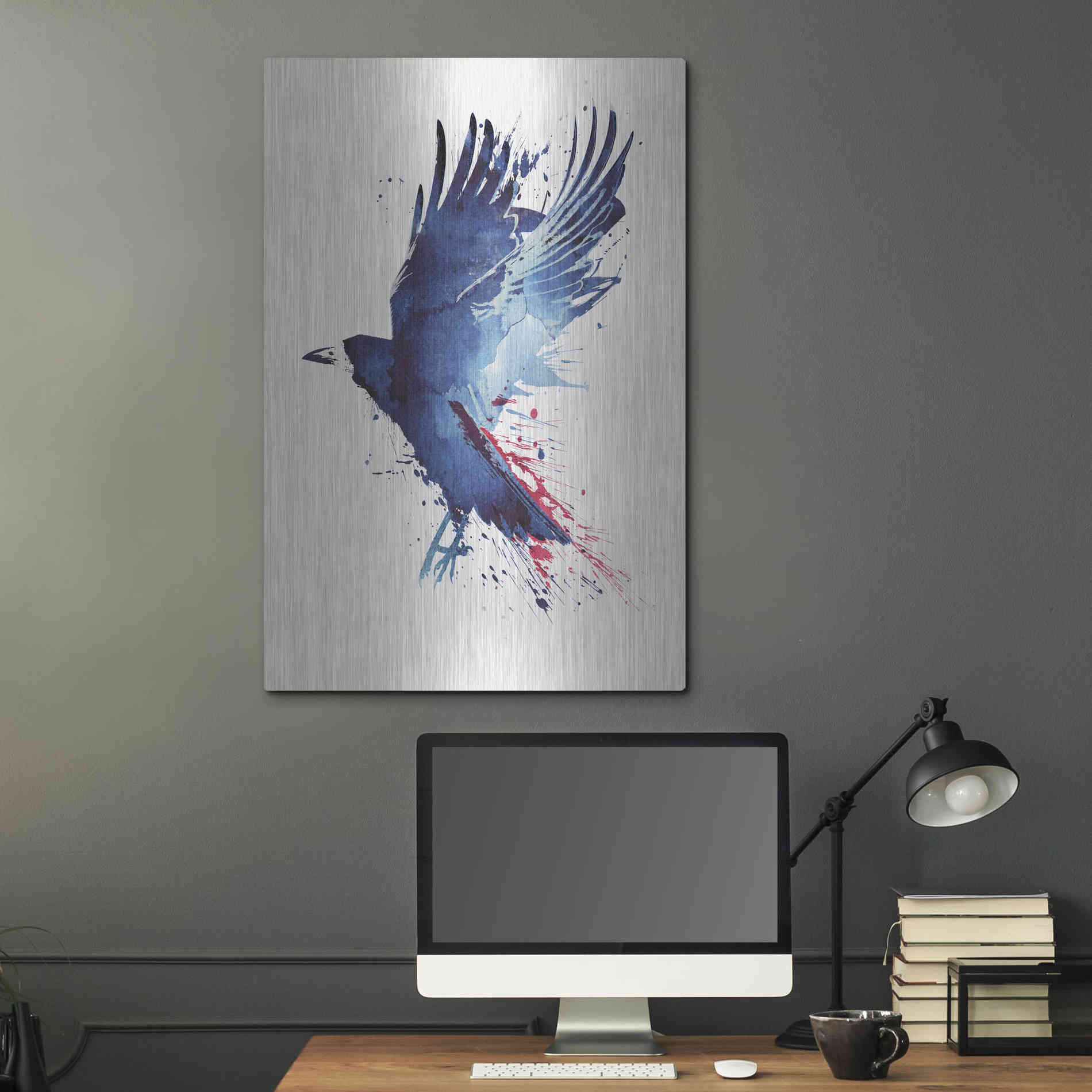 Luxe Metal Art 'Bloody Crow' by Robert Farkas, Metal Wall Art,24x36