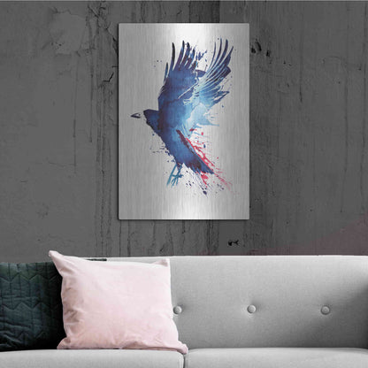 Luxe Metal Art 'Bloody Crow' by Robert Farkas, Metal Wall Art,24x36