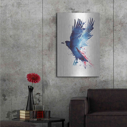 Luxe Metal Art 'Bloody Crow' by Robert Farkas, Metal Wall Art,24x36