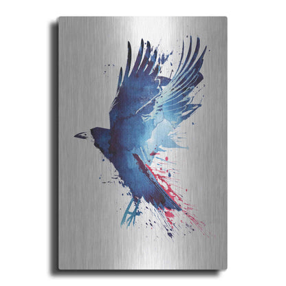 Luxe Metal Art 'Bloody Crow' by Robert Farkas, Metal Wall Art