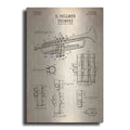 Luxe Metal Art 'Trumpet Blueprint Patent Parchment' Metal Wall Art