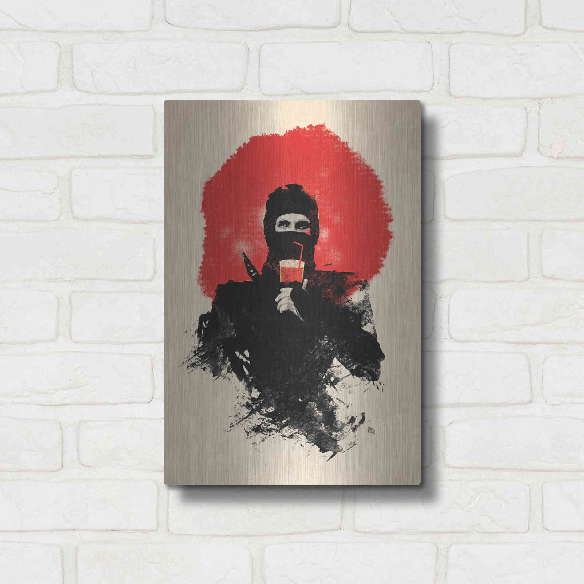 Luxe Metal Art 'American Ninja' by Robert Farkas, Metal Wall Art,12x16