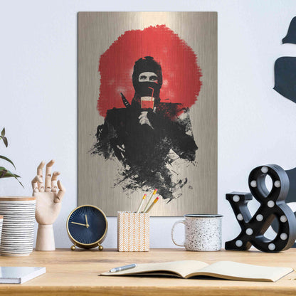 Luxe Metal Art 'American Ninja' by Robert Farkas, Metal Wall Art,12x16