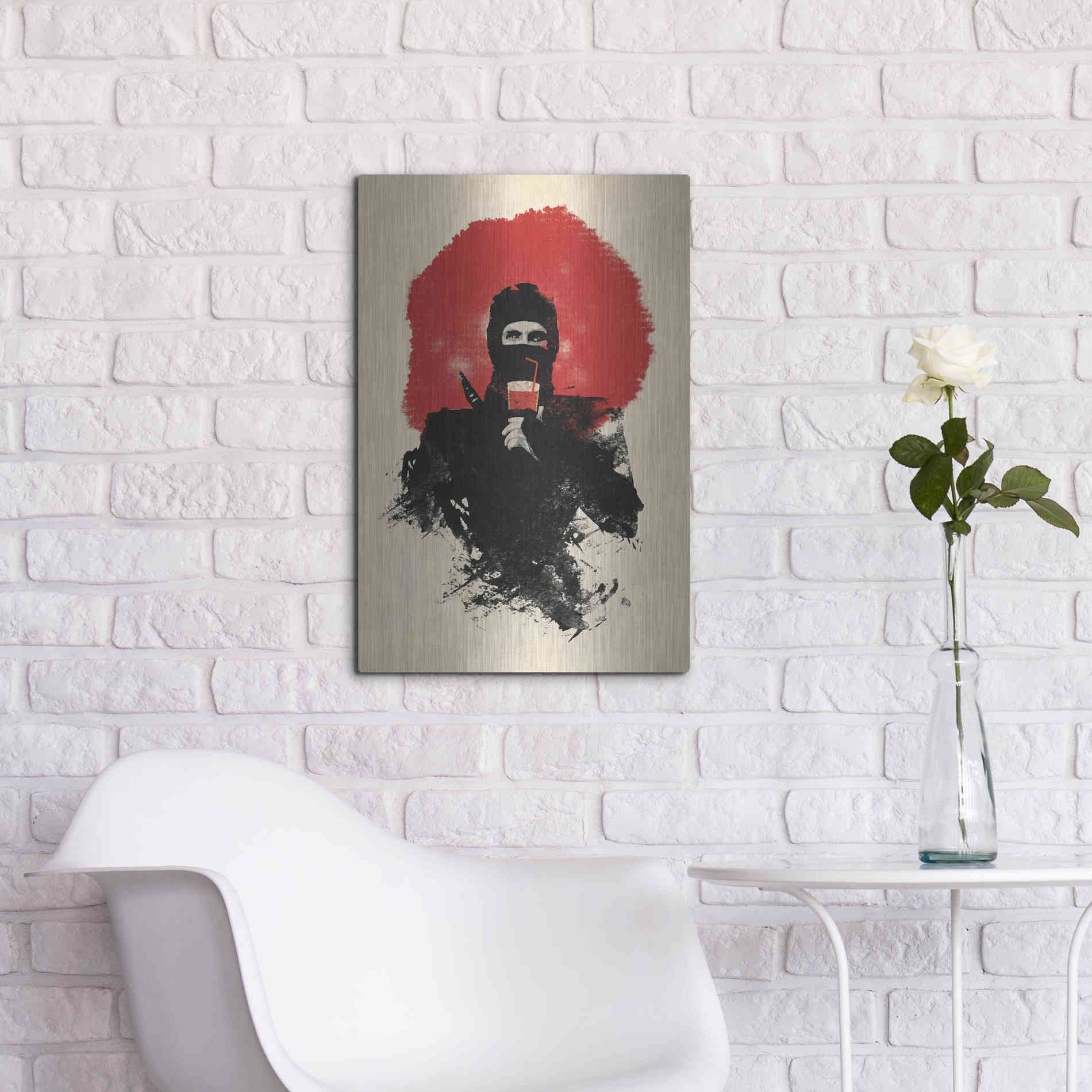 Luxe Metal Art 'American Ninja' by Robert Farkas, Metal Wall Art,16x24